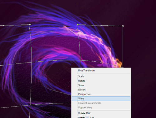 4 warp 500x381 Design Magical Fire Energy Text Effect in Photoshop