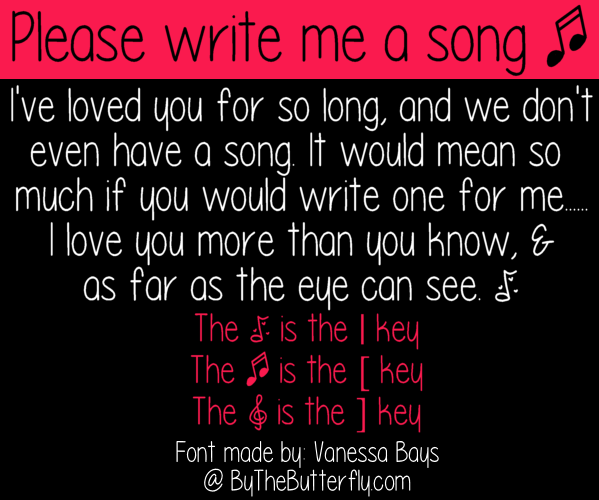 Please write me a song by Vanessa Bays in 15 New and Free Fonts and Typefaces