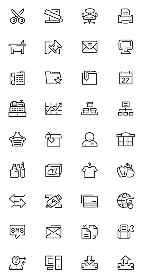 Simple Outlines Icons Set (36 Icons)