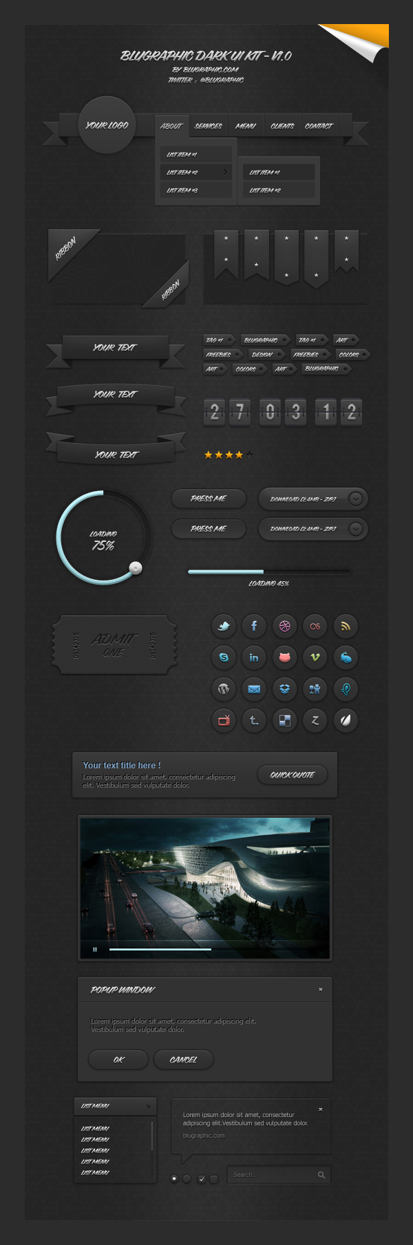 Blugraphic Dark UI Kit