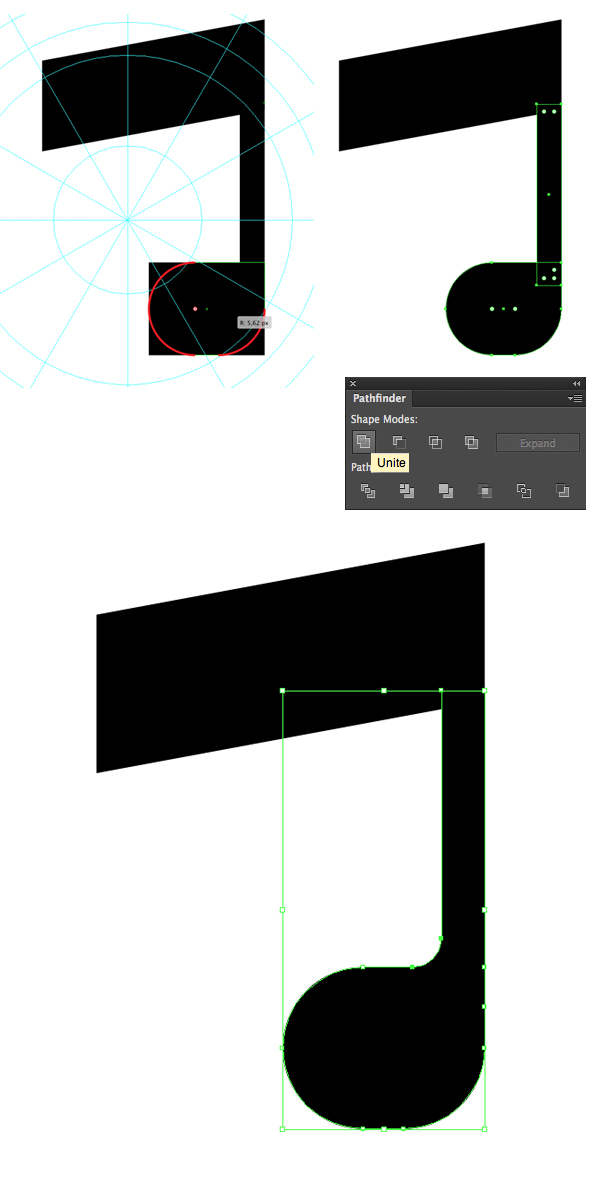 unite the shapes and make the corners rounded