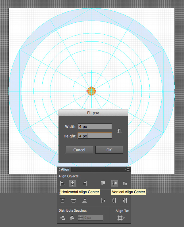 place a 4x4 px even circle in the centre of the template