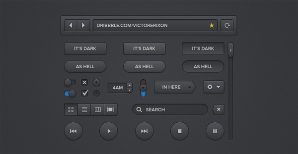 Dark UI Kit (PSD)