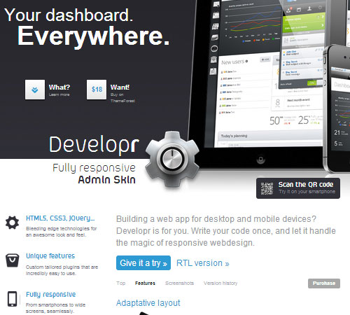 Developr - Fully Responsive Admin Skin