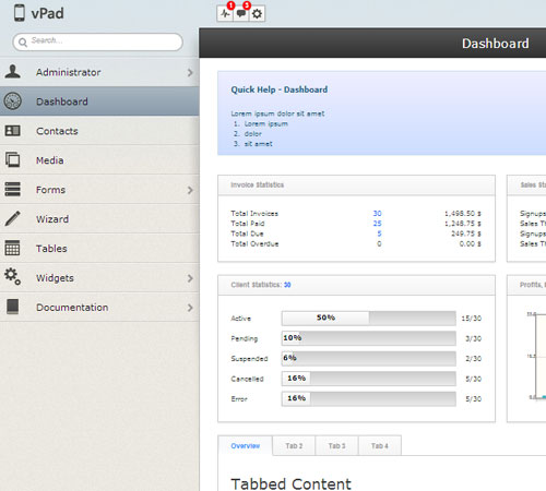 vPad - HTML5+CSS3 App Framework