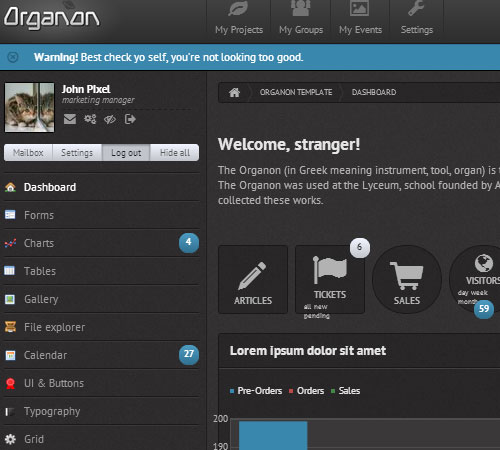 Organon Responsive Admin Template