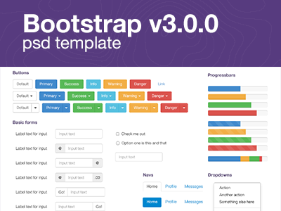 Bootstrap V3.0.0 by Monsieur Cédric in 35 Fresh, Free and Flat UI Kits