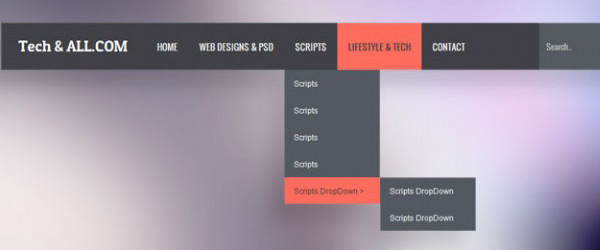 CSS Dropdown Menu by Tech and ALL in 50 Fresh Freebies From Dribbble