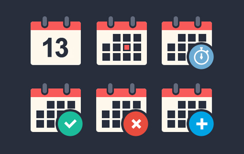 Flat Calendar Icon Set Free PSD File