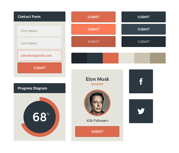 Flat UI Kit by Mark Peck in 35 Fresh, Free and Flat UI Kits