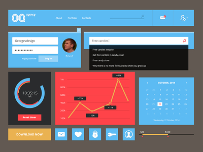 Flat UI kit by George Vasyagin in 27 Fresh UI Kits for October 2013