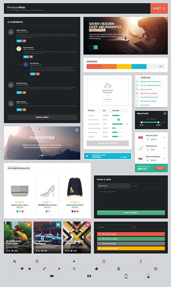 Freebie Psd - UI Kit 2 by Aykut Yılmaz in 35 Fresh, Free and Flat UI Kits