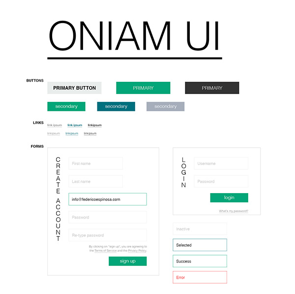 Oniam UI Kit by Federico Espinosa in 35 Fresh, Free and Flat UI Kits