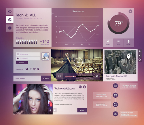 Purpel City - Free UI Kit Free PSD File