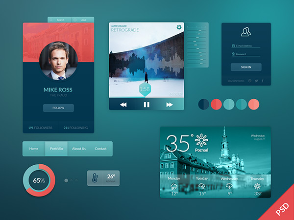 UI Kit by Patryk Adaś in 35 Fresh, Free and Flat UI Kits