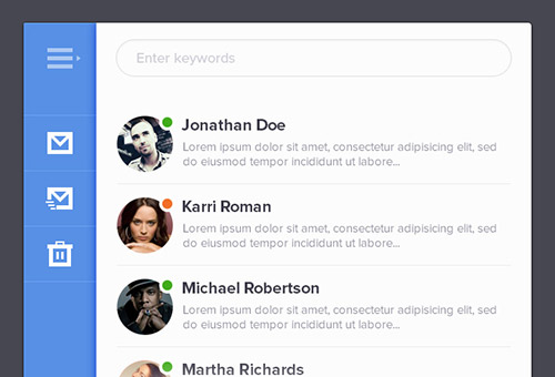 instantShift - Beautiful Email App UI PSD Designs