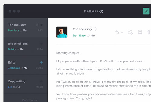 instantShift - Beautiful Email App UI PSD Designs