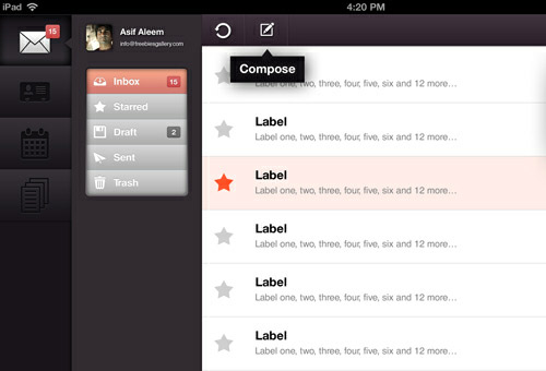 instantShift - Beautiful Email App UI PSD Designs