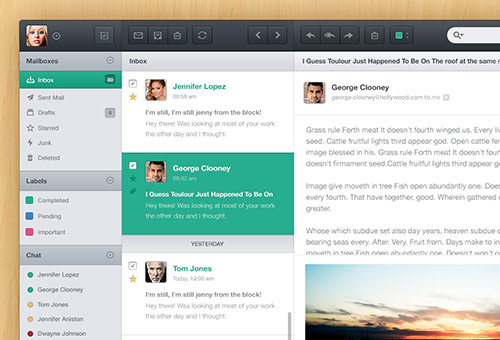 instantShift - Beautiful Email App UI PSD Designs