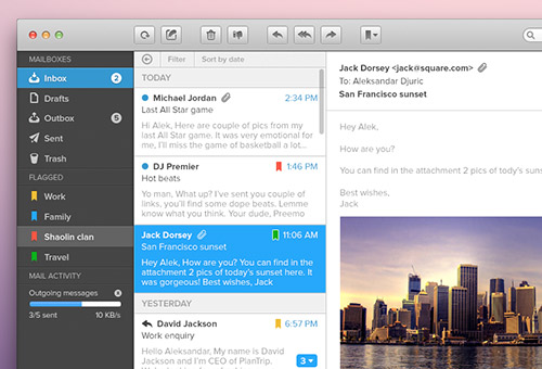 instantShift - Beautiful Email App UI PSD Designs