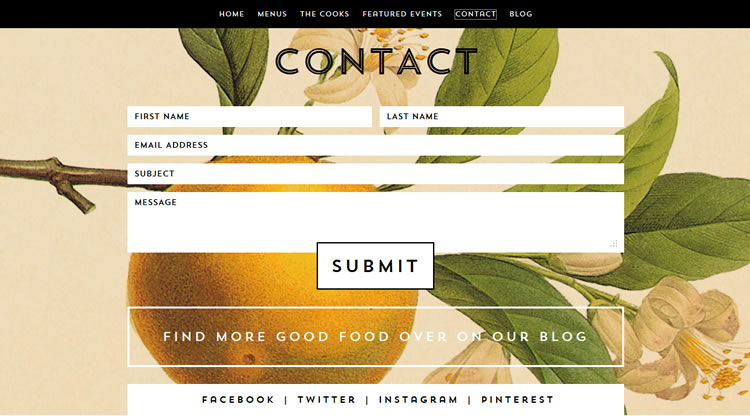 Sliding Contact Page from Whoa Nelly Catering