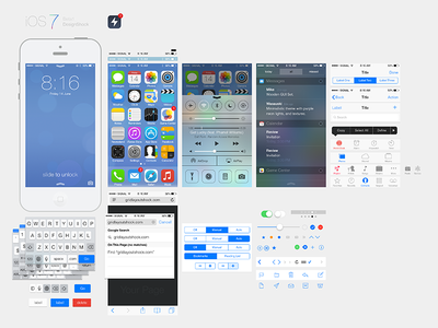 iOS7 Ui Kit by GUI in 35 Fresh, Free and Flat UI Kits