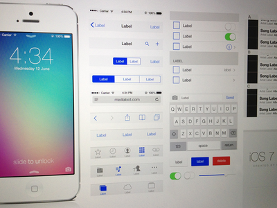 iOS 7 UI Kit by MediaLoot in 35 Fresh, Free and Flat UI Kits