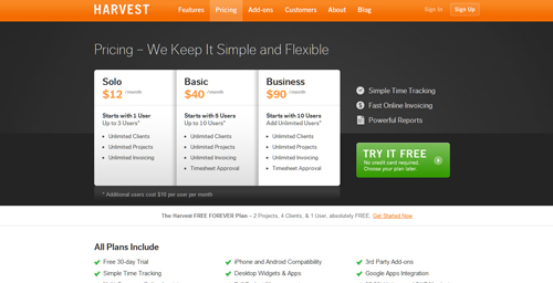 pricing table 13 