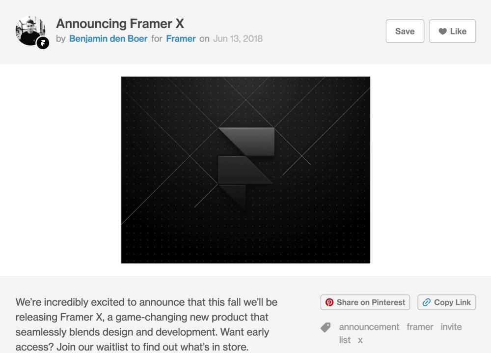 Framer X 更像一个设计工具了，但对设计师的门槛也更高了