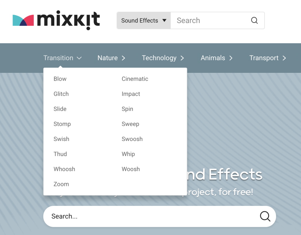 Mixkit 推出新网站！超多音效素材免费下载可商用！