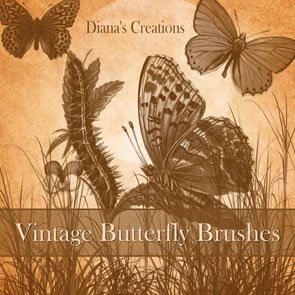 Vintage Butterflies 13 Brushes