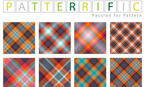 Seamless Patterns Blue Orange Plaid