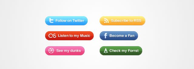 Glossy Social Buttons