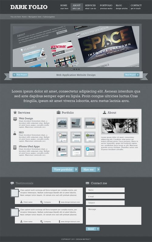 Create a Dark Portfolio Web Design in Photoshop