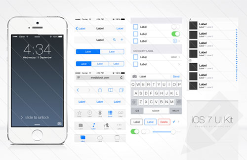 UI设计素：材800x518_iOS_7_UI_Kit_Preview1a