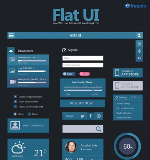 82个精品扁平化设计的免费UI KIT素材 - 设计达人