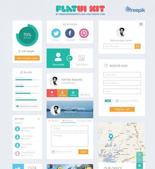 82个精品扁平化设计的免费UI KIT素材 - 设计达人