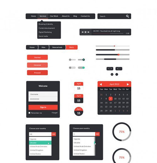 82个精品扁平化设计的免费UI KIT素材 - 设计达人