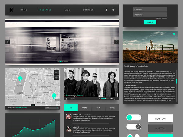 [Freebie] Black & Turquoise Ui Kit