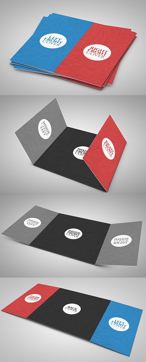 Free 3 Fold Square Brochure Mock-up PSD 展示模板