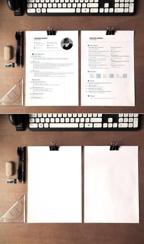 Free CV / Resume Mockup on Desk PSD 展示模板