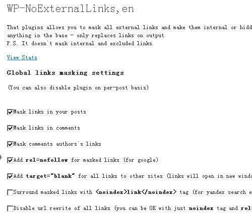 短网址跳转插件 wp-noexternallinks