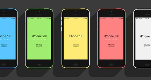 iPhone 5C Flat Design Mockup