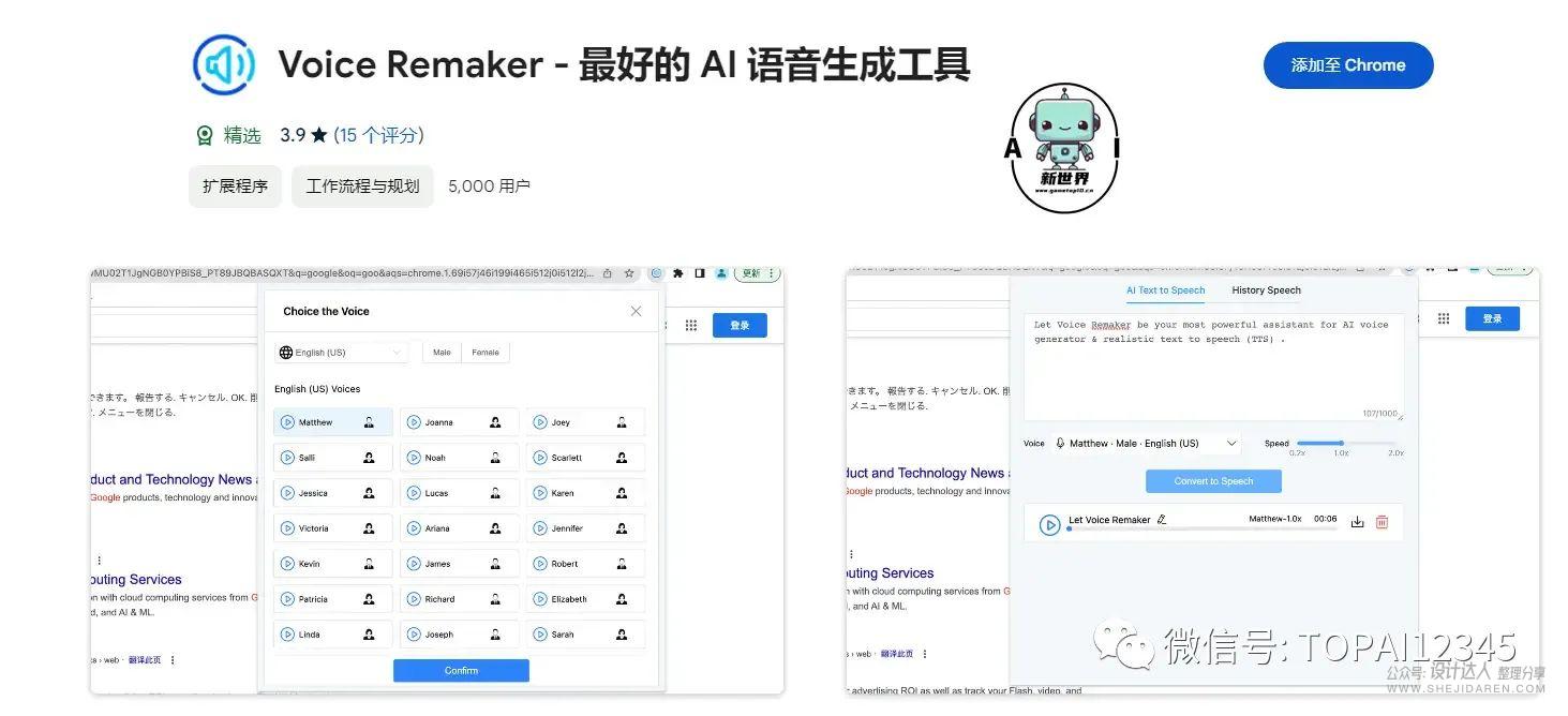 Voice Remaker：AI 语音生成工具 (chrome扩展)