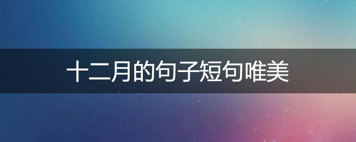 十二月,唯美短句 . 十二月的句子短句唯美