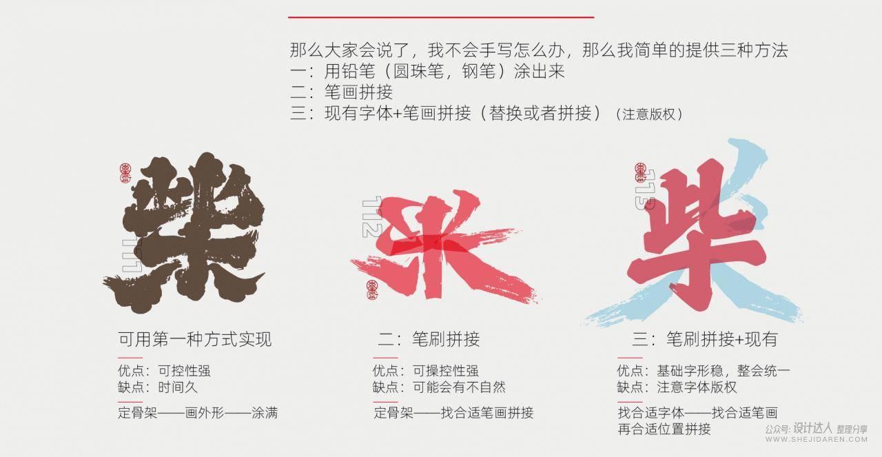 手写风格文字设计方法（附文字笔画）